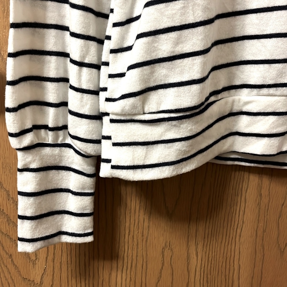Caslon(r) Stripe Double-Layer Ruffle Shoulder Sweatshirt Top Bailey at Nordstrom - Picture 7 of 7